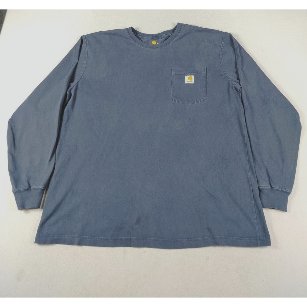 Carhartt Shirt Mens XL Blue Distressed Pocket Tee Original Fit K126 Workwear
